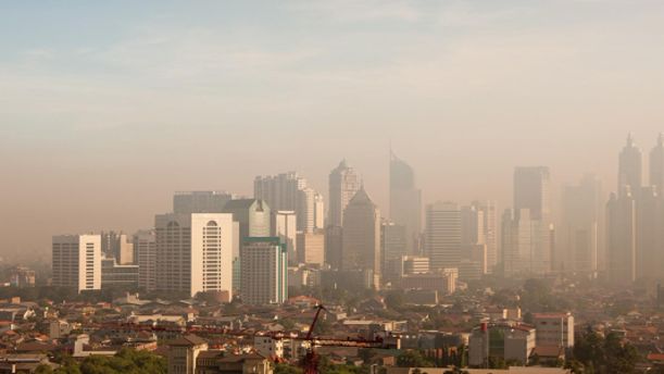 City filled with smog